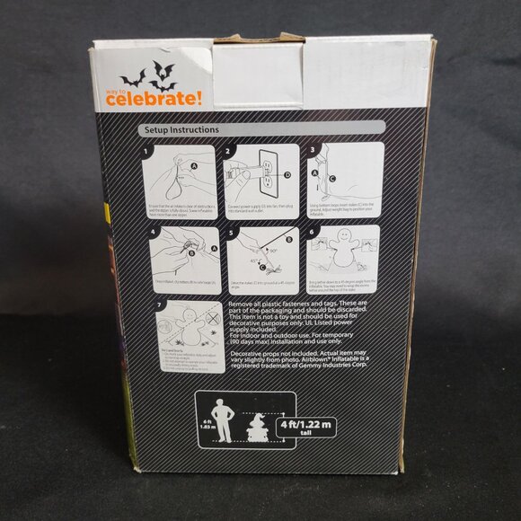 Inflatable Witch w/Banner Airblown Light-Up Halloween Decoration 4ft Tall Yard - Picture 3 of 4